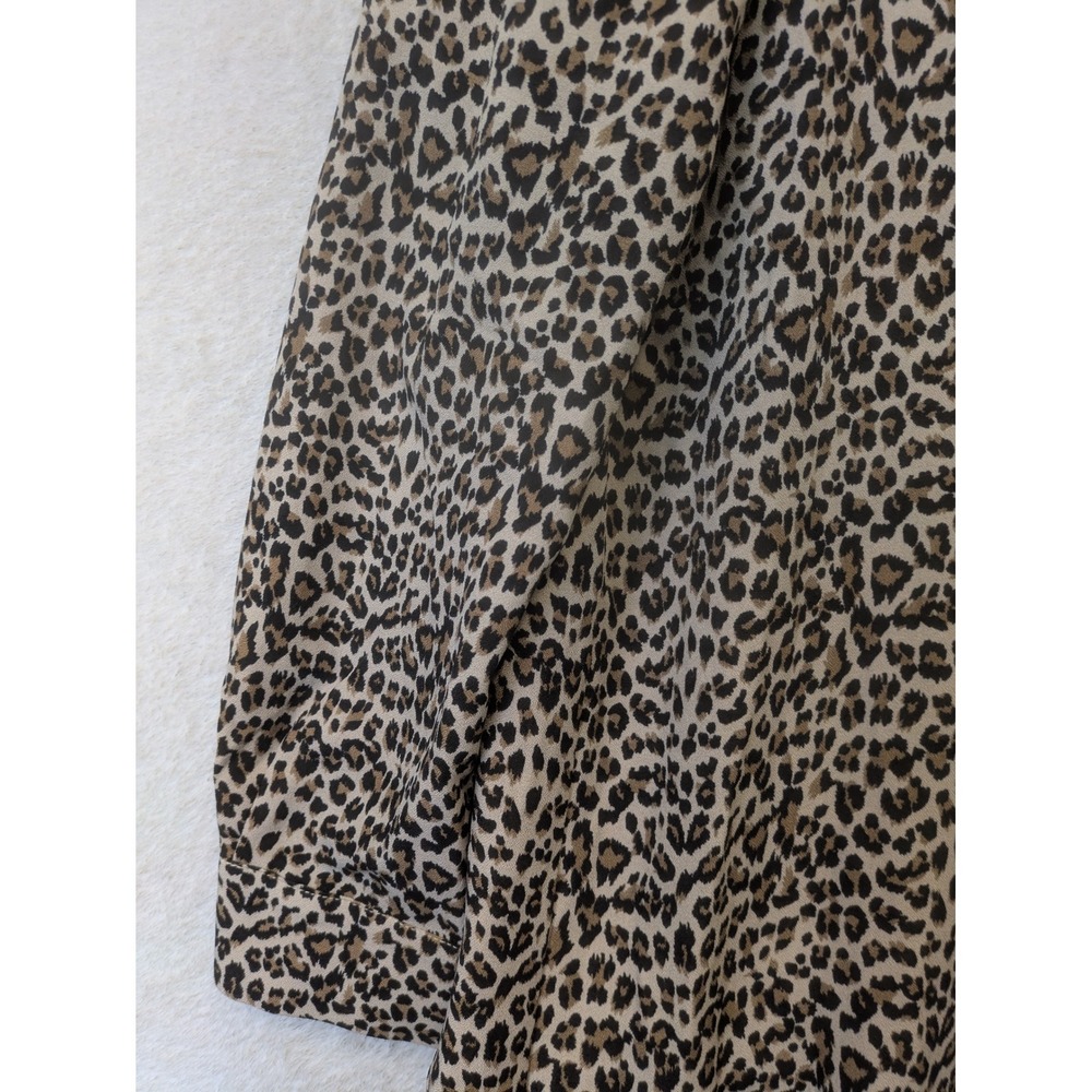 Avara Shirt Dress Women's Small Brown Leopard Print Tiered Long Sleeve Lined - Picture 3 of 12